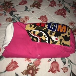 PINK BAPE VARSITY JACKET